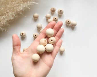 Wooden beads | Wooden beads 16mm & 20mm | Unfinished wooden beads | Natural wooden beads for crafts