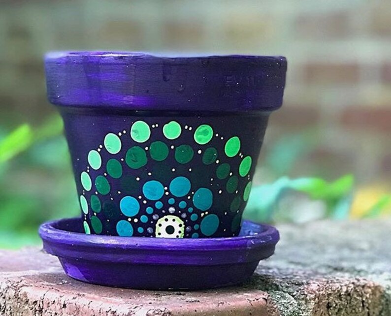 Hand Painted Terracotta Planter Pot Dot Collection NSV Etsy