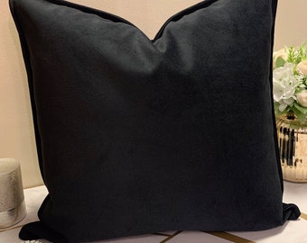 Funda de cojín de lujo de terciopelo negro, funda de almohada hecha a mano para sofá, silla, cama, decoración del hogar y el coche