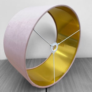 Pink Lampshade for ceiling table and floor lamps velvet material with brushed gold Silver and White lining.