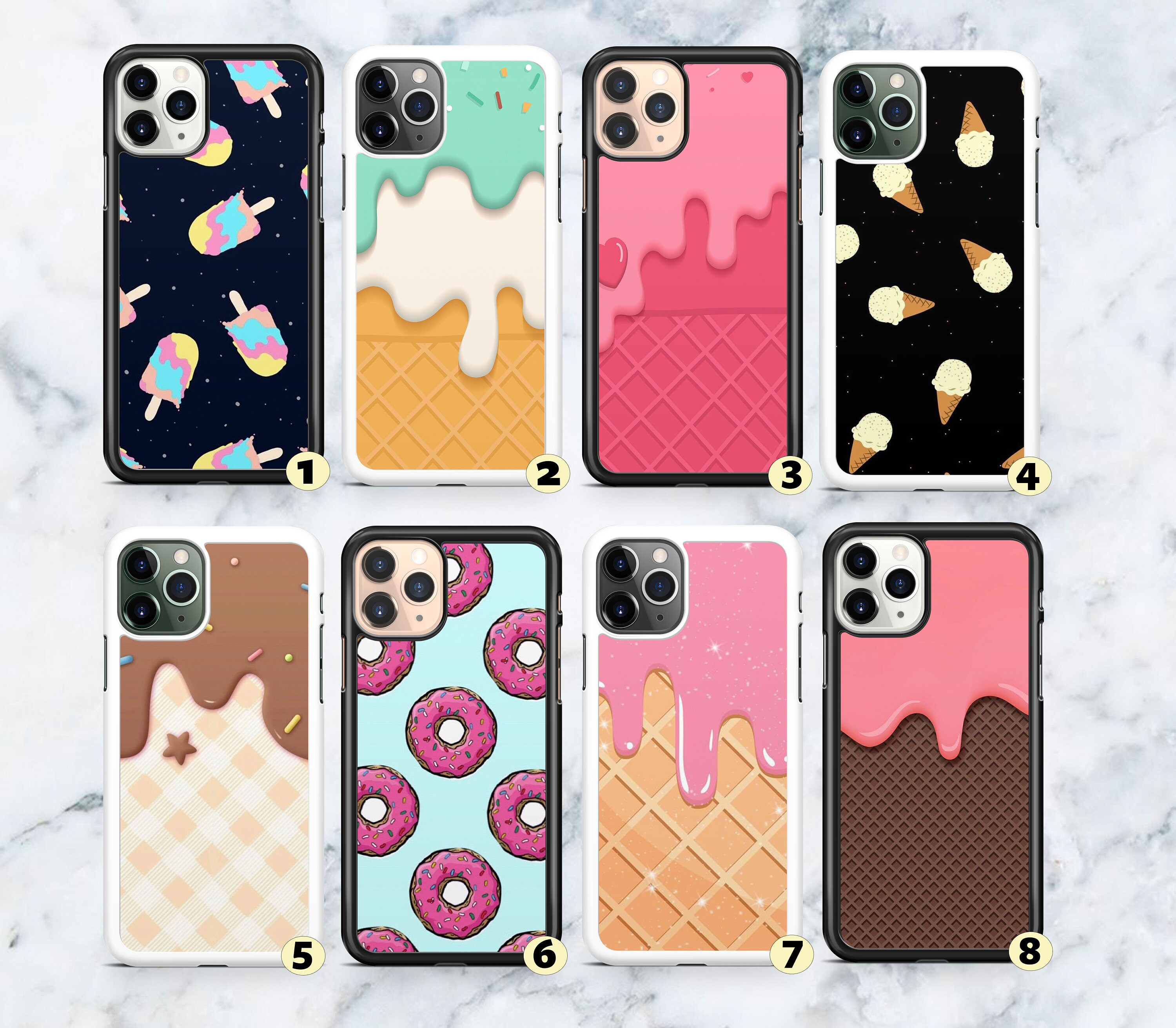 Cute Ice Cream Donuts Rubber Phone Case For Iphone 6 Se 7 8 X Etsy