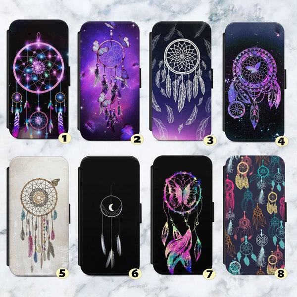 Dreamcatcher Dreams Vegan Leather Flip Case Cover Wallet. For iPhone SE 6 7 8 XR  11 12 13 14 Max  . For Samsung   S8 S9 S10 S20 S21 S22 +