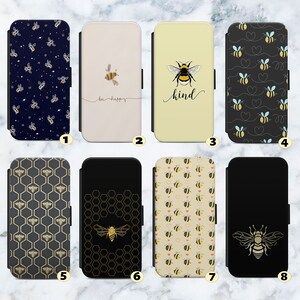 Bumblebee Bees Be Kind Vegan Leather Flip Case Cover Wallet. For iPhone SE 6 7 8 XR  11 12 13 14 Max  . For Samsung   S8 S9 S10 S20 S21 +