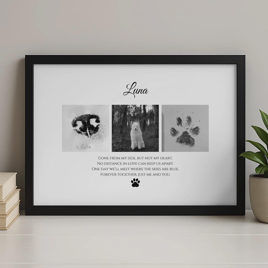 Personalised Pet Memorial Frame — Custom Dog Cat Loss Print, Photo ...