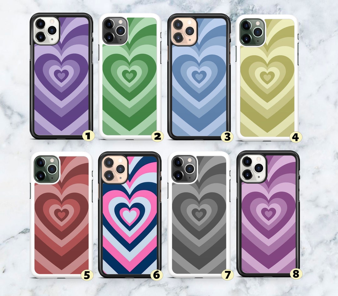 Cute Retro Love Heart Rubber Phone Case. for iPhone 6 SE 7 8 X XR 11 12