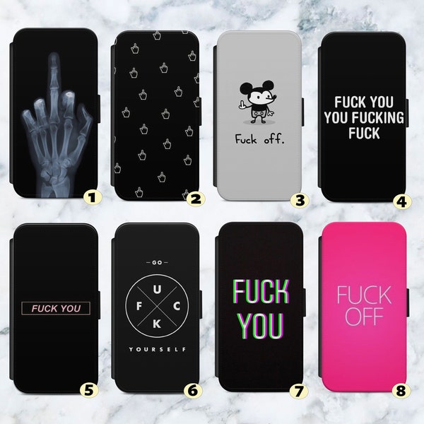 F You F**k You Funny Vegan Leather Flip Case Cover Wallet. For iPhone SE 6 7 8 XR  11 12 13 14 Max  . For Samsung   S8 S9 S10 S20 S21 S22 +