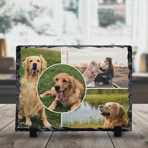 Personalised Photo Collage Slate — Custom 4 Picture Keepsake Gift | Family, Couple or Pet Photo Plaque | Modern Personalised Home Decor