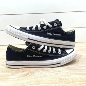 Converse Personalized Custom Stitched Embroidered Shoes Sneakers Converse All Star Low Chuck Bride, Wedding, Bridesmaid Custom Shoes