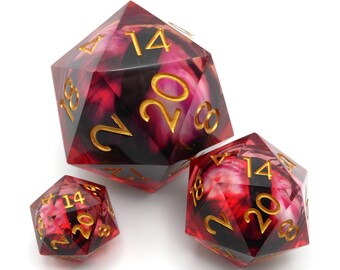 Nosferatu's Eye - Giant D20 Moving Eye DnD Dice | Acrylic RPG Gaming Dice - 7 Piece Polyhedral DND Dice Set by D20 Collective