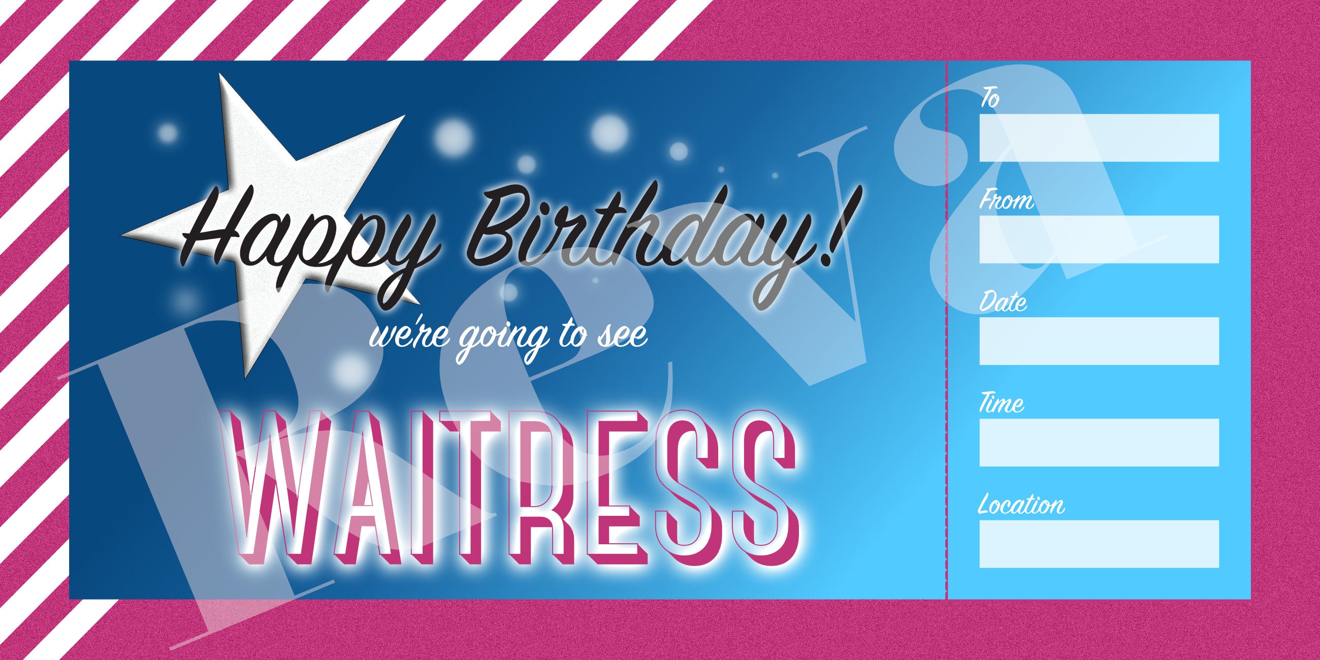 Waitress The Musical Ticket Token Instant Download Etsy