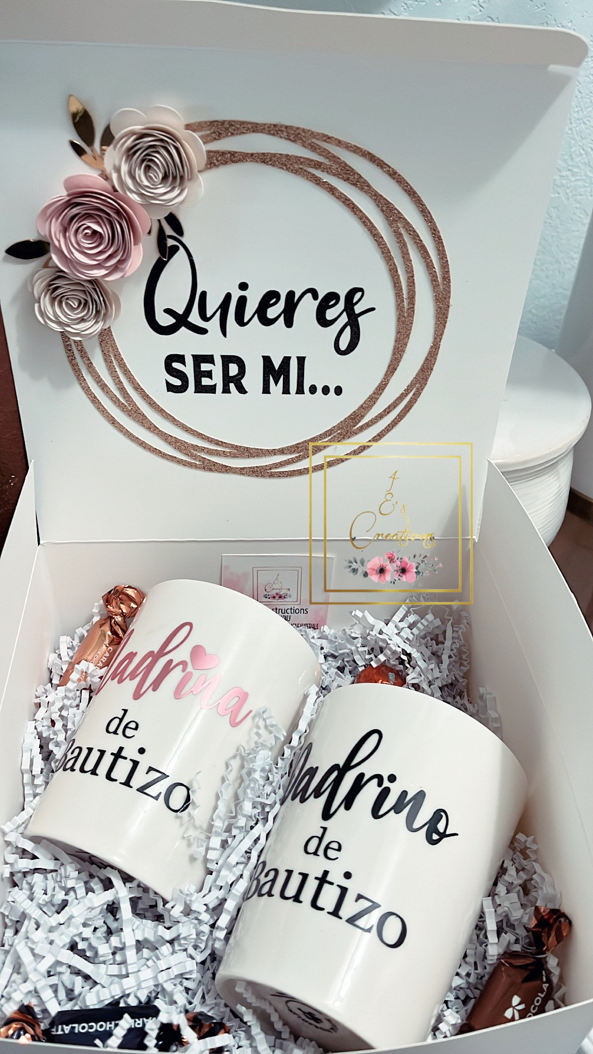 Neutral Padrinos proposal box| propuesta de padrinos| madrina | padrino| bautizo | baptism