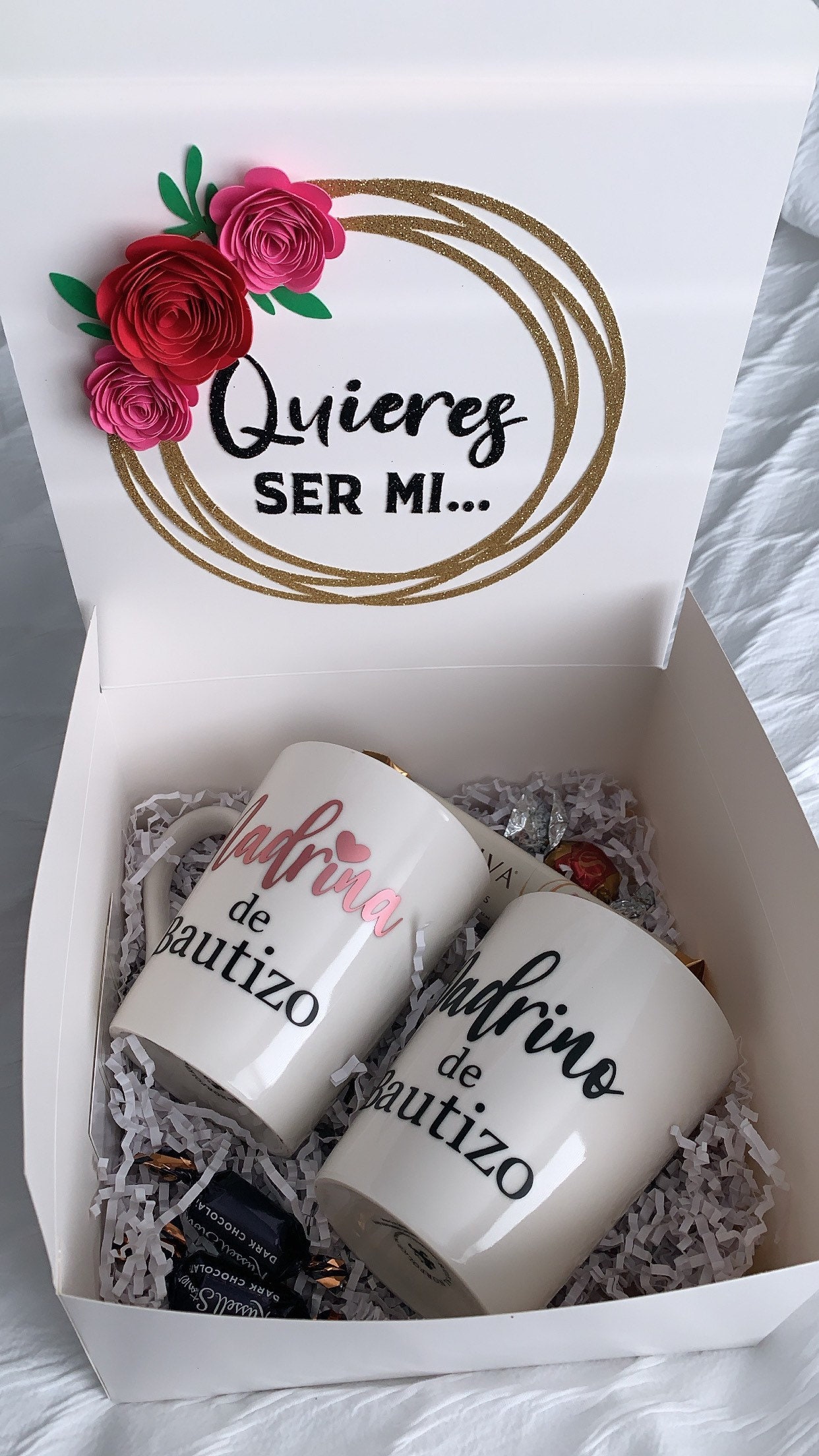 Propuesta De Bautizo Baptism Proposal Box Madrina Gift Padrino Gift  Godparents godmother Godfather Quieres Ser Mi 