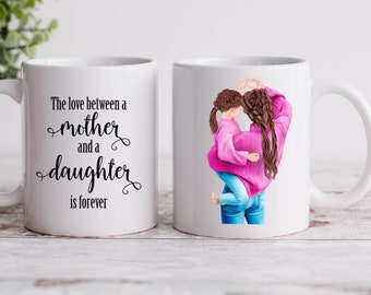 Personalized Mother Daughter Coffee Mug, Mother's Day Coffee Lover Gift, Custom Mom Birthday Gift Mug, Special Bond Mothers and Daughters