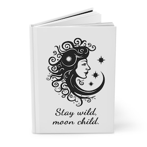 Diario lunar, diario de tapa dura mate para ella, cuaderno de fases lunares, regalo astrológico para ella, regalos de luna y estrellas