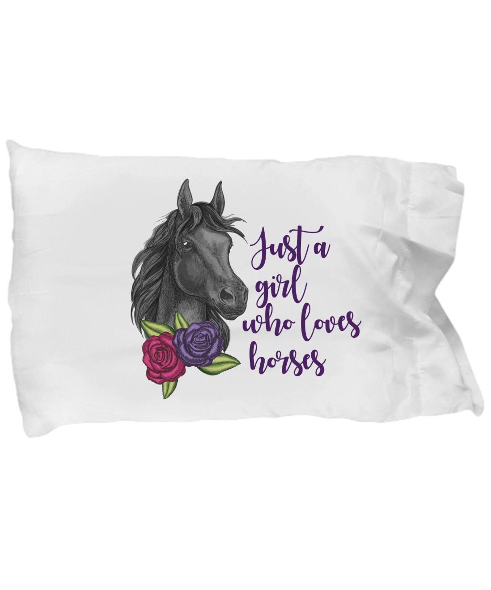 Bedroom Horse Pillowcase, Horse Pillow Cover, Horse Bedding, Gift for