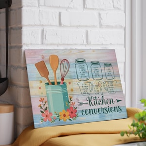 Kitchen Measurements Glass Cutting Board, Cooking Conversion Chart, Baking Accessories, Home Decor for Cooking
