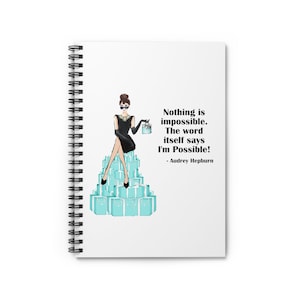 Audrey Hepburn Notebook, Audrey Hepburn I&#39;m Possible Quote, Holly Golightly Gift, Iconic Hollywood Gifts for Her, Audrey Bridal Shower