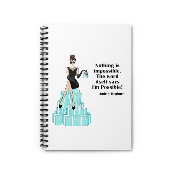 Audrey Hepburn Notebook: I'm Possible Quote, Hollywood Gift