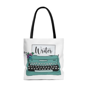 Writing Tote, Bookish Tote Bag, Literary Tote Gift for Writers, Author Birthday Gift, Typewriter Art Tote Bag, Bookworm Bag, Writer Birthday image 2