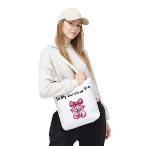 Pink Boxing Gloves Survivor Tote Bag, Cancer Survivor Gift, Fighter Tote, Empowerment Bag, Chemo Patient Gift, Chemo Care Bag