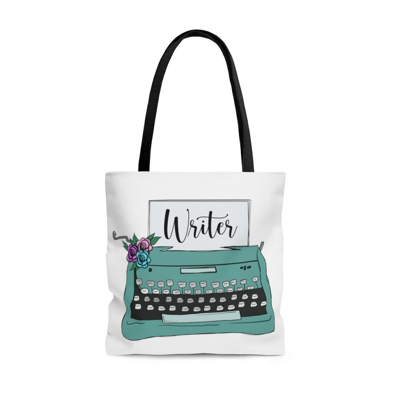 Writing Tote, Bookish Tote Bag, Literary Tote Gift for Writers, Author Birthday Gift, Typewriter Art Tote Bag, Bookworm Bag, Writer Birthday image 1