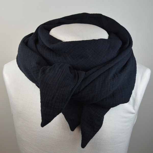 4 sizes triangular scarf made of muslin / 50 colors / black / neckerchief / scarf / plain / plain