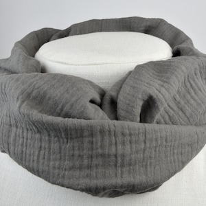 3 sizes loop made of muslin / scarf / loop scarf / dark grey / grey / plain / single-coloured / children