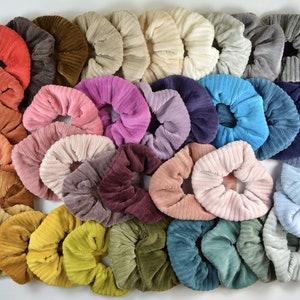 Scrunchie Cord Nicki / Haargummi / Zopfgummi / einfarbig / uni / blau / grün / rosa / gelb / schwarz / beige / grau / gerippt Bild 1