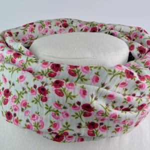 2 sizes loop made of muslin / scarf / loop scarf / children / roses on mint / pink / red