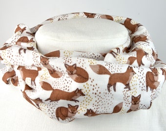 2 sizes loop made of muslin / scarf / loop scarf / cream with foxes and dots / rust brown / brown / mustard yellow / rust / fox