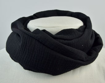 3 sizes loop made of muslin / neckerchief / loop scarf / children / black / plain / plain