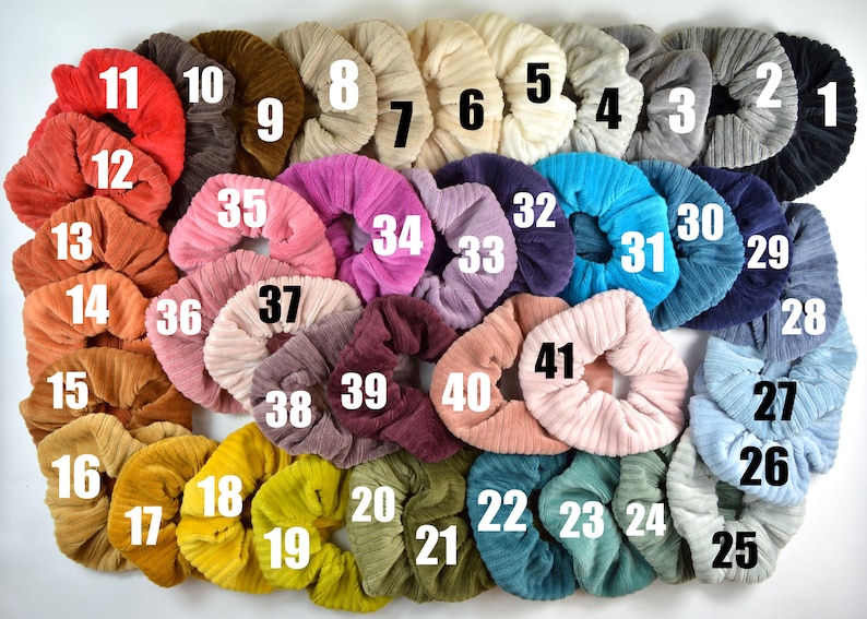 Scrunchie Cord Nicki / Haargummi / Zopfgummi / einfarbig / uni / blau / grün / rosa / gelb / schwarz / beige / grau / gerippt Bild 2