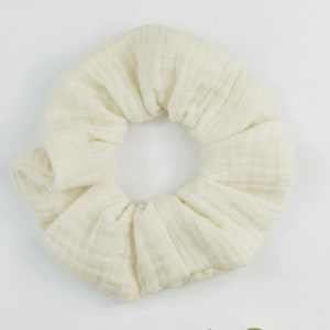 2 Größen Scrunchie Musselin / Haargummi / Zopfgummi / ecru / natur / beige / taupe / dunkelbraun ecru