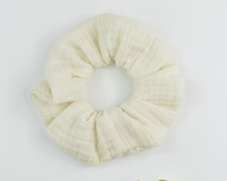 2 Größen Scrunchie Musselin / Haargummi / Zopfgummi / ecru / natur / beige / taupe / dunkelbraun ecru