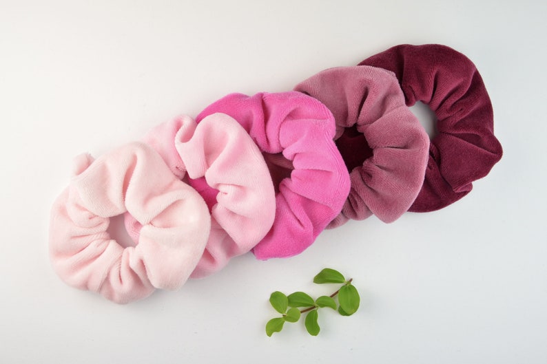 2 Größen Scrunchie Nicki / Haargummi / Zopfgummi / rosé / rosa / pink / altrosa / bordeaux / einfarbig / uni Bild 1