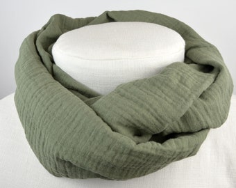 3 sizes loop made of muslin / neckerchief / loop scarf / plain / plain / green / children