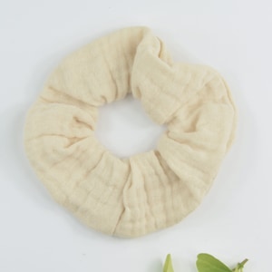 2 Größen Scrunchie Musselin / Haargummi / Zopfgummi / ecru / natur / beige / taupe / dunkelbraun natur