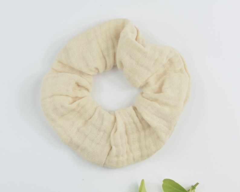 2 Größen Scrunchie Musselin / Haargummi / Zopfgummi / ecru / natur / beige / taupe / dunkelbraun natur