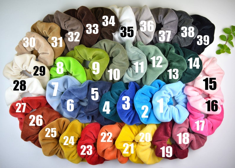 Scrunchie Nicki / Haargummi / Zopfgummi / einfarbig / uni / grün / blau / rosa / pink / schwarz / weiß / braun / grau / gelb / natur Bild 2