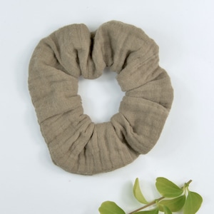 2 Größen Scrunchie Musselin / Haargummi / Zopfgummi / ecru / natur / beige / taupe / dunkelbraun taupe