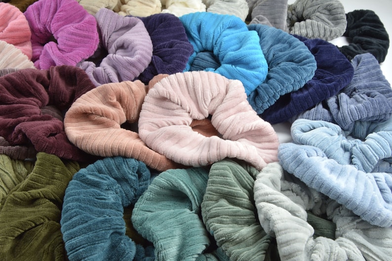 Scrunchie Cord Nicki / Haargummi / Zopfgummi / einfarbig / uni / blau / grün / rosa / gelb / schwarz / beige / grau / gerippt Bild 4