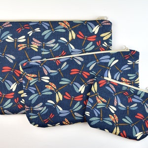 Mäppchen 3 Größen / Libelle / dunkelblau / Täschchen / Kulturbeutel / Kosmetiktasche / Tasche / Stiftetasche / Federmäppchen