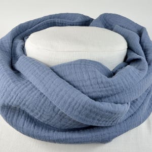 3 Größen Loop aus Musselin / Halstuch / Loopschal / jeansblau / einfarbig / uni / blau
