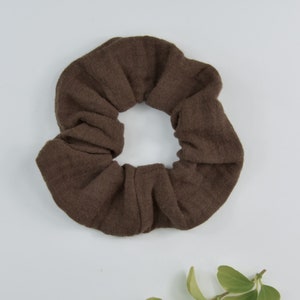 2 Größen Scrunchie Musselin / Haargummi / Zopfgummi / ecru / natur / beige / taupe / dunkelbraun dunkelbraun