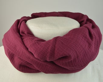 3 sizes loop made of muslin / loop scarf / scarf / children / burgundy / red / plain / single-coloured / berry