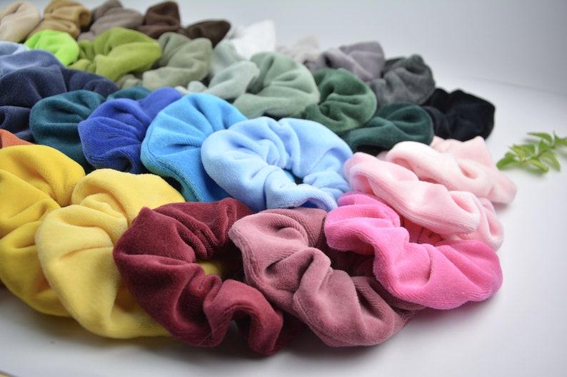 Scrunchie Nicki / Haargummi / Zopfgummi / einfarbig / uni / grün / blau / rosa / pink / schwarz / weiß / braun / grau / gelb / natur Bild 4