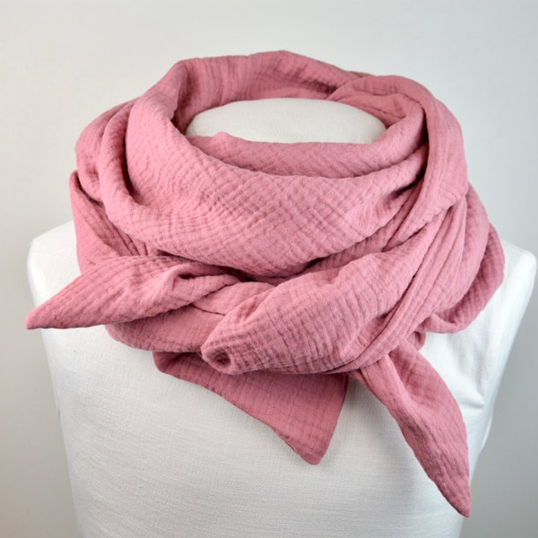 4 sizes triangular scarf made of muslin / 50 colors / neckerchief / old pink / scarf / scarf / plain / monochrome