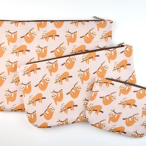 POLERO Kosmetiktasche Aus PU-Leder – Mit Faultier-Muster, 21,5x14,5x6,5 Cm