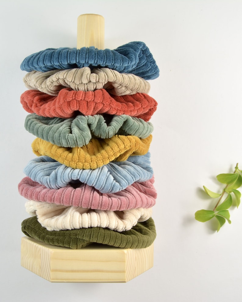 Scrunchie Cord Nicki / Haargummi / Zopfgummi / einfarbig / uni / blau / grün / rosa / gelb / schwarz / beige / grau / gerippt Bild 6