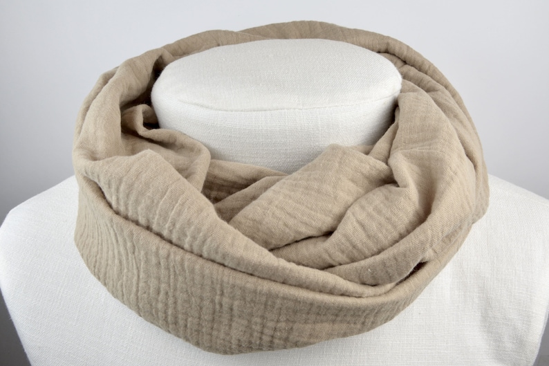 3 sizes loop made of muslin / scarf / loop scarf / beige / sand / plain / single-coloured / children image 1